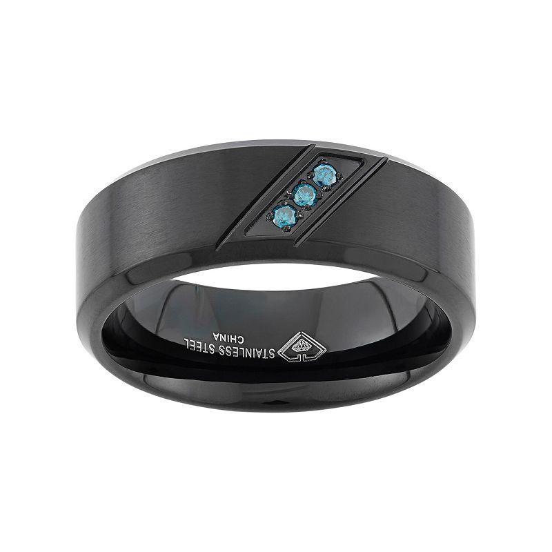 Blue Diamond Accent Black Ion-Plated Stainless Steel Wedding Band - Men, Men's, Size: 13 Product Image
