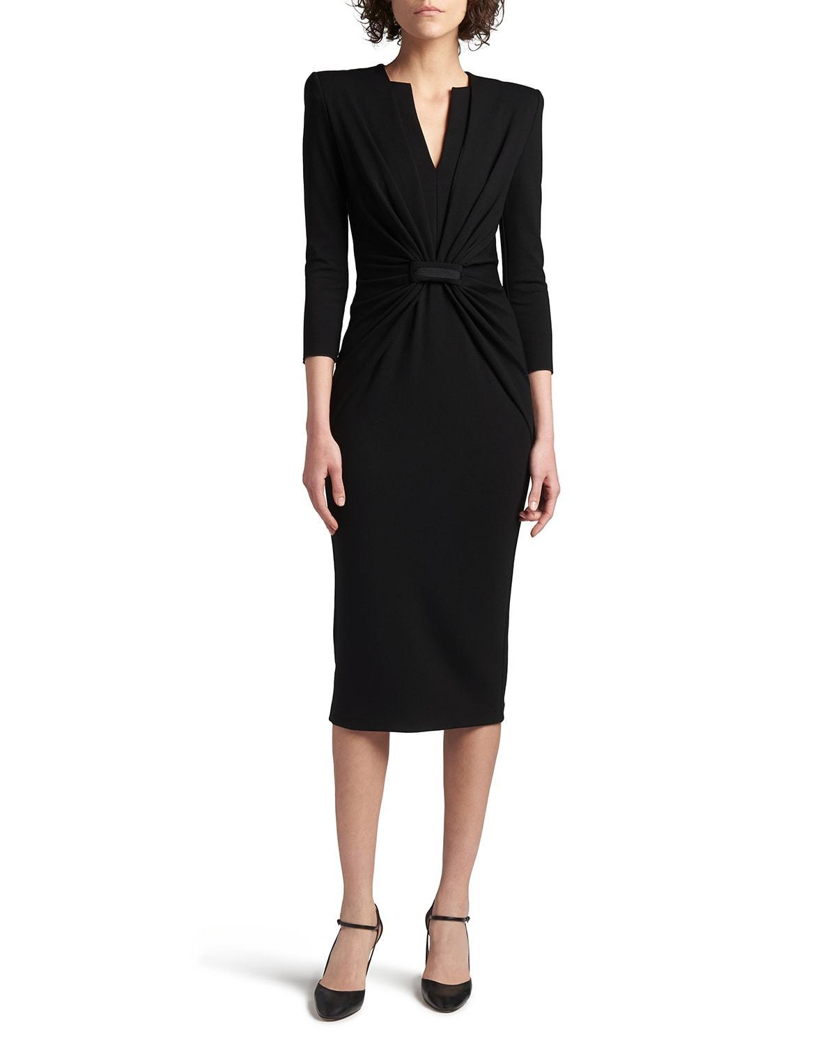 Draped Milano Stitch Midi Dress Product Image
