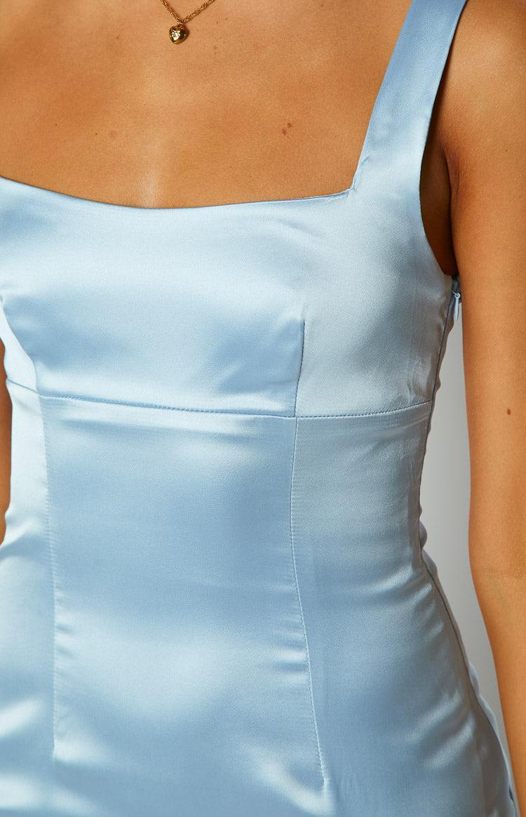 Londyn Blue Satin Mini Dress Product Image