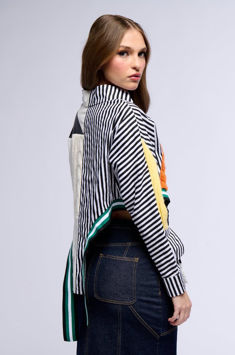 NEVER SEE YOU AGAIN BUTTON DOWN COLOR BLOCK SHIRT Product Image