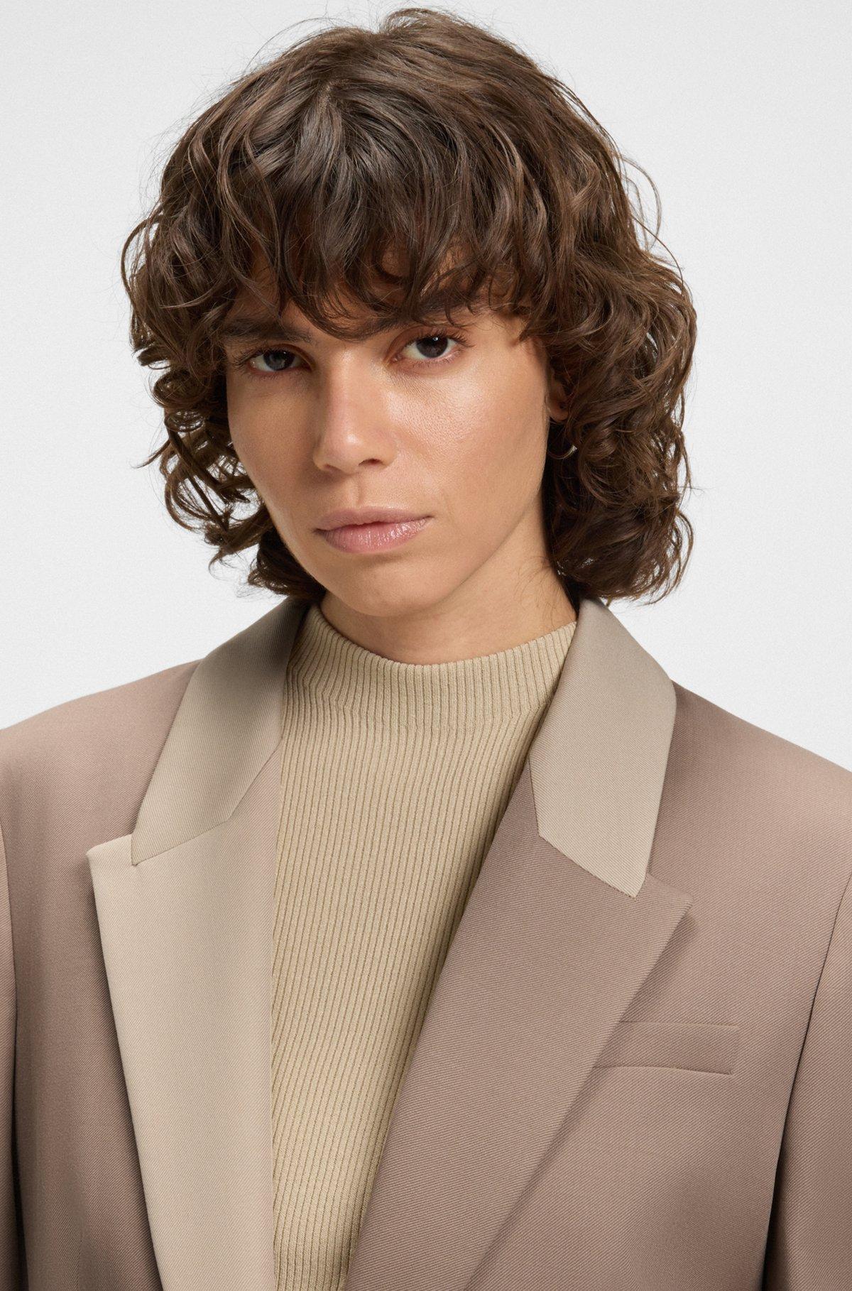 BOSS - Relaxed-fit blazer with color-blocked lapels - Light Brown Product Image