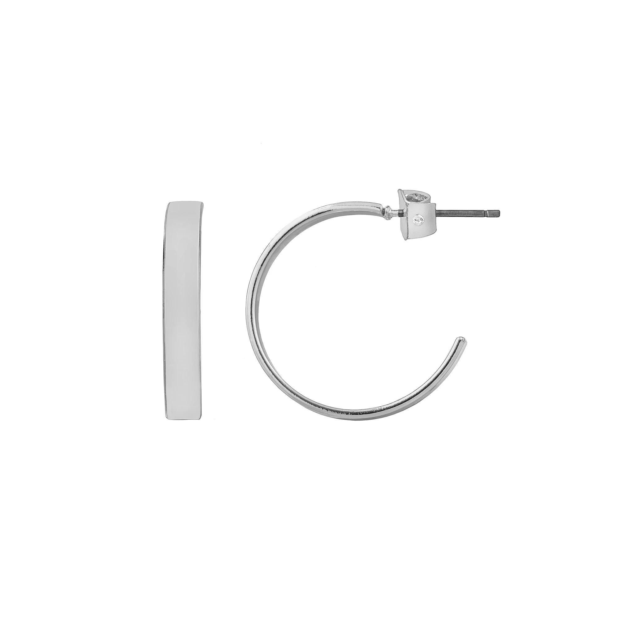 LC Lauren Conrad Gold Tone Flat C-Hoop Earrings, Women's Product Image