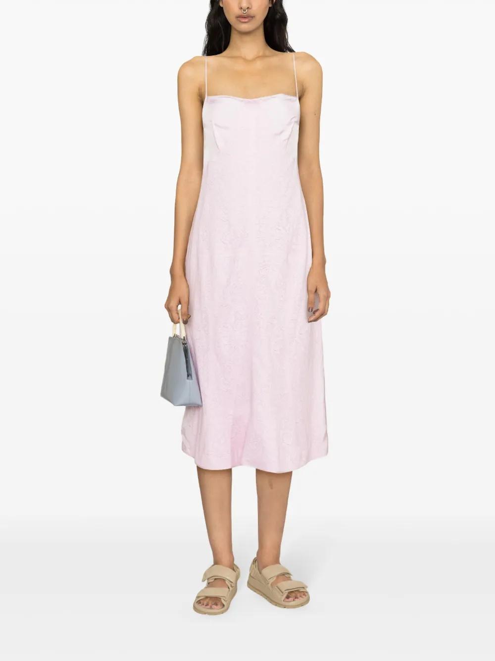 JIL SANDER Lace-appliqué Slip Dress In Pink Product Image