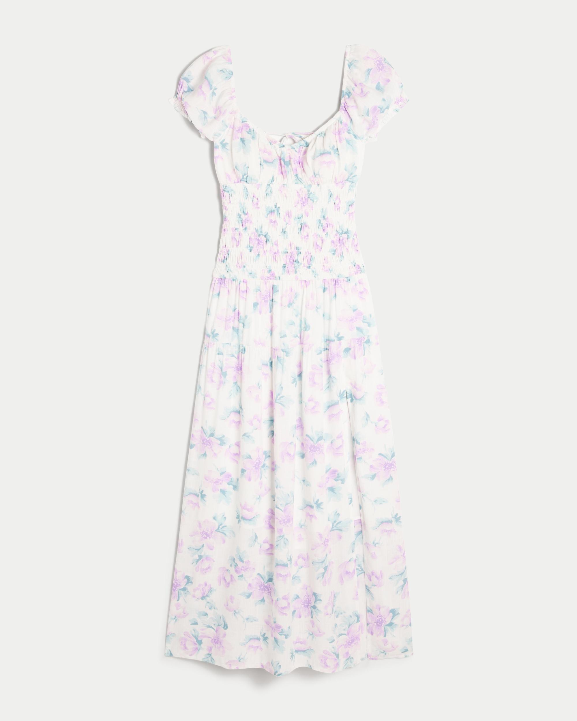 Short-Sleeve Channeled Waist Maxi Dress Product Image
