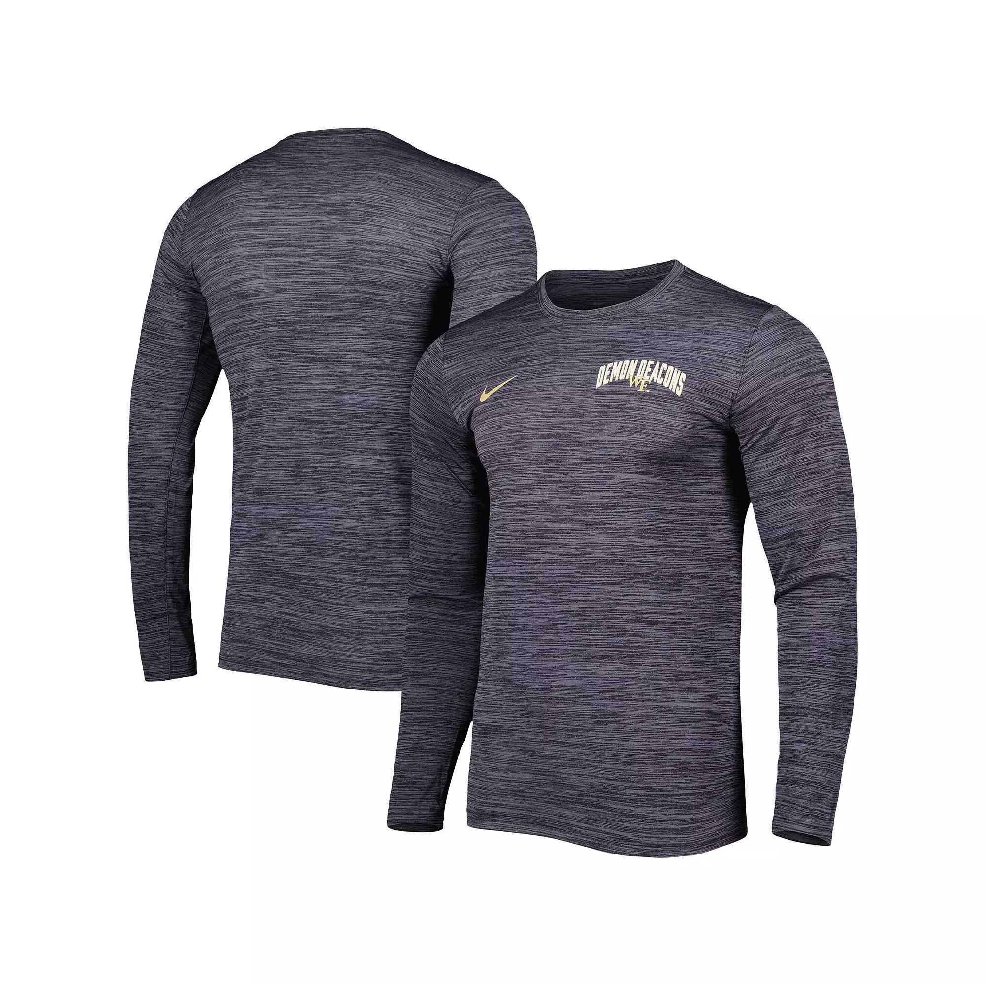 Mens Nike Black Wake Forest Demon Deacons Velocity Performance Long Sleeve T-Shirt Product Image