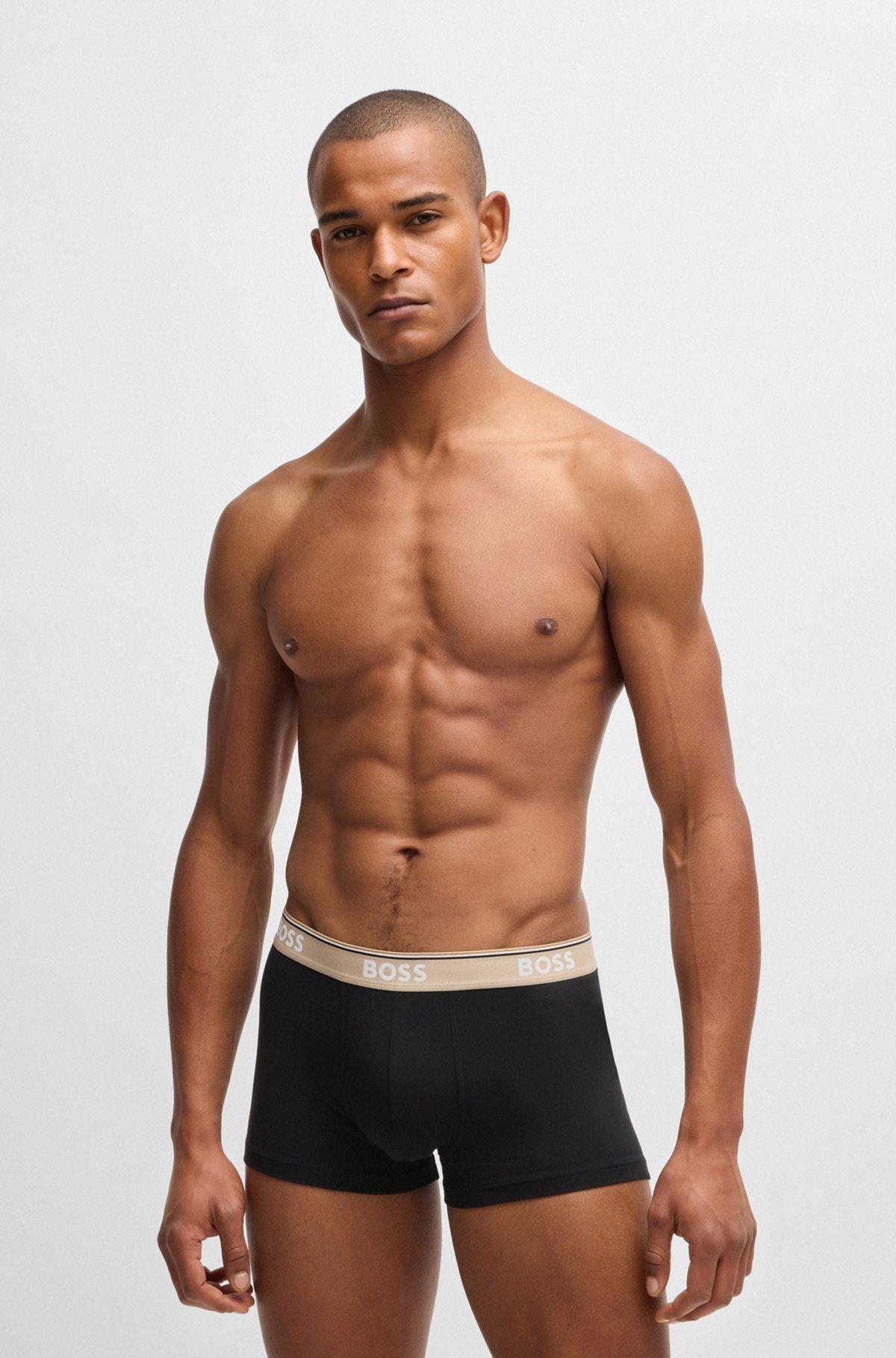 Three-pack of stretch-cotton trunks with logo waistbands Product Image