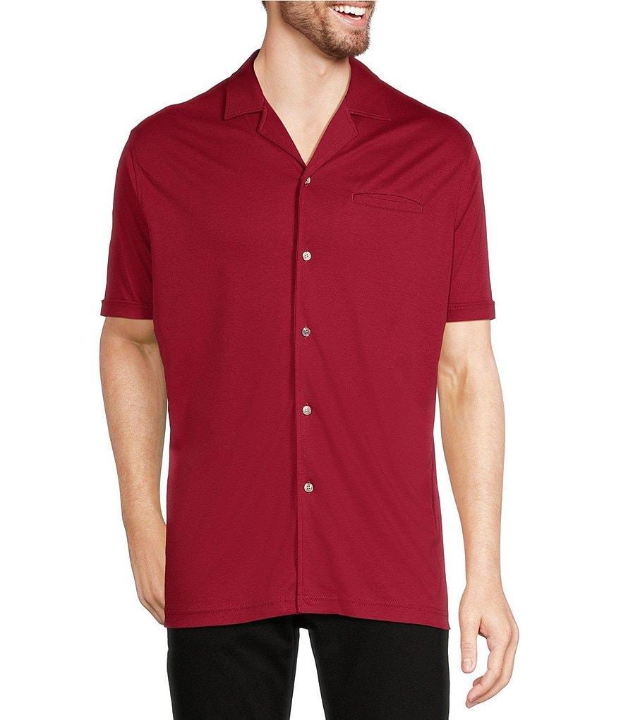 Murano Liquid Luxury Short Sleeve Knit Interlock Coatfront Shirt Product Image
