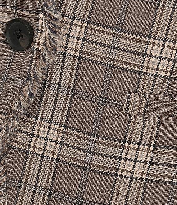 Liverpool Los Angeles Jacquard Knit Glen Checked Long Sleeve One-Button Front Fitted Blazer Product Image