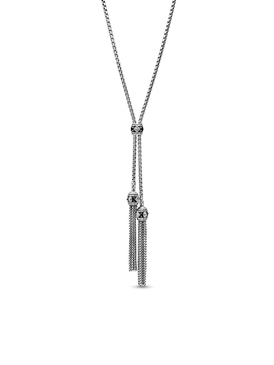Womens Renaissance Tassel Necklace in Sterling Silver with Diamonds Product Image