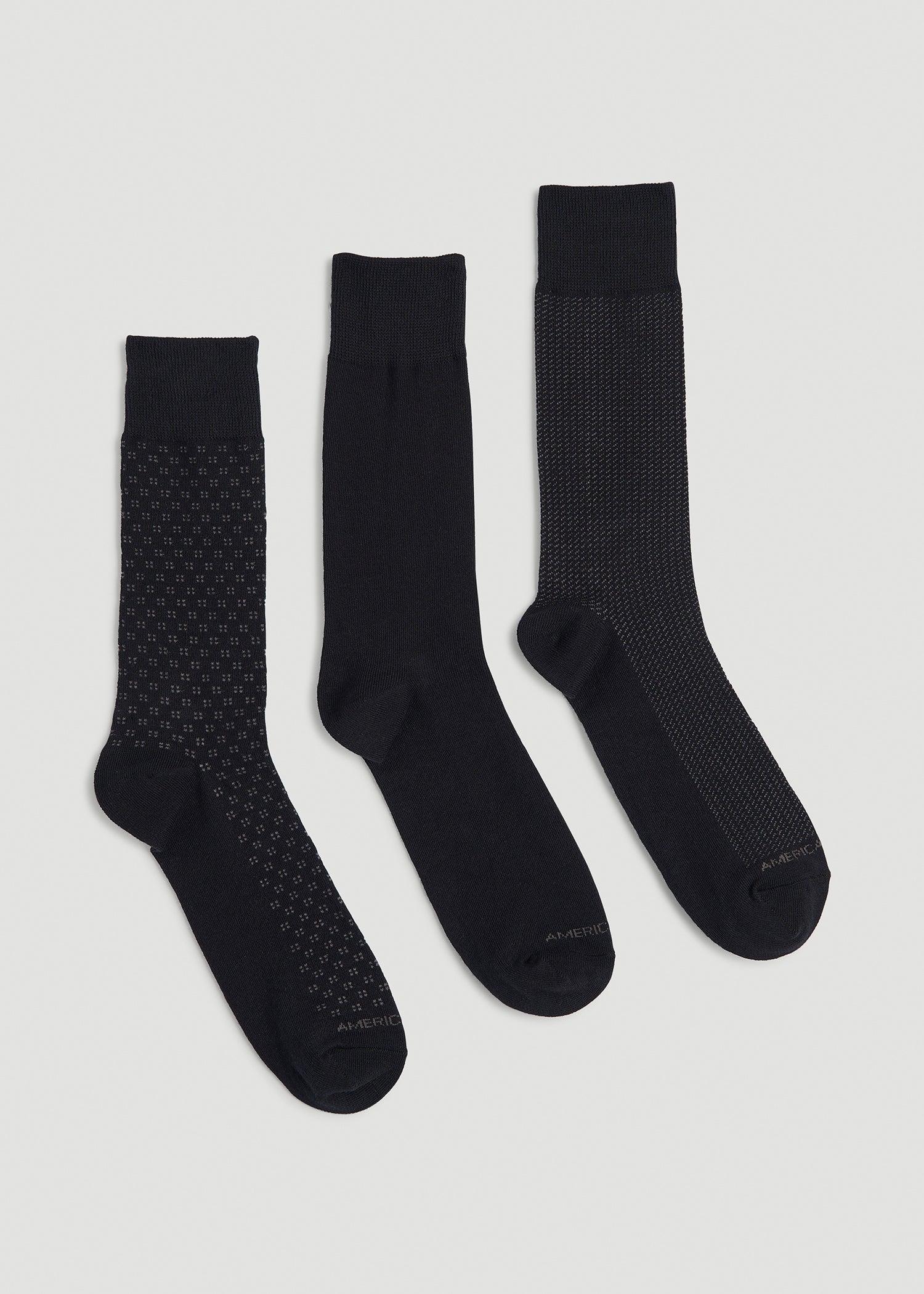 Dress Socks Size 14 to 17 (3-Pack) for Tall Men in Black Product Image