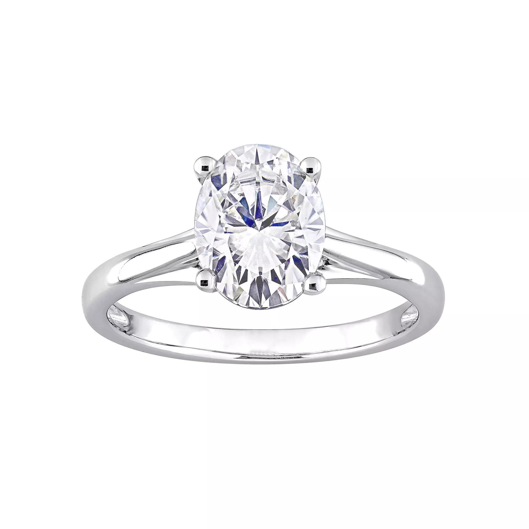 Stella Grace 14k White Gold Lab-Created Moissanite Solitaire Ring, Women's, Size: 10 Product Image