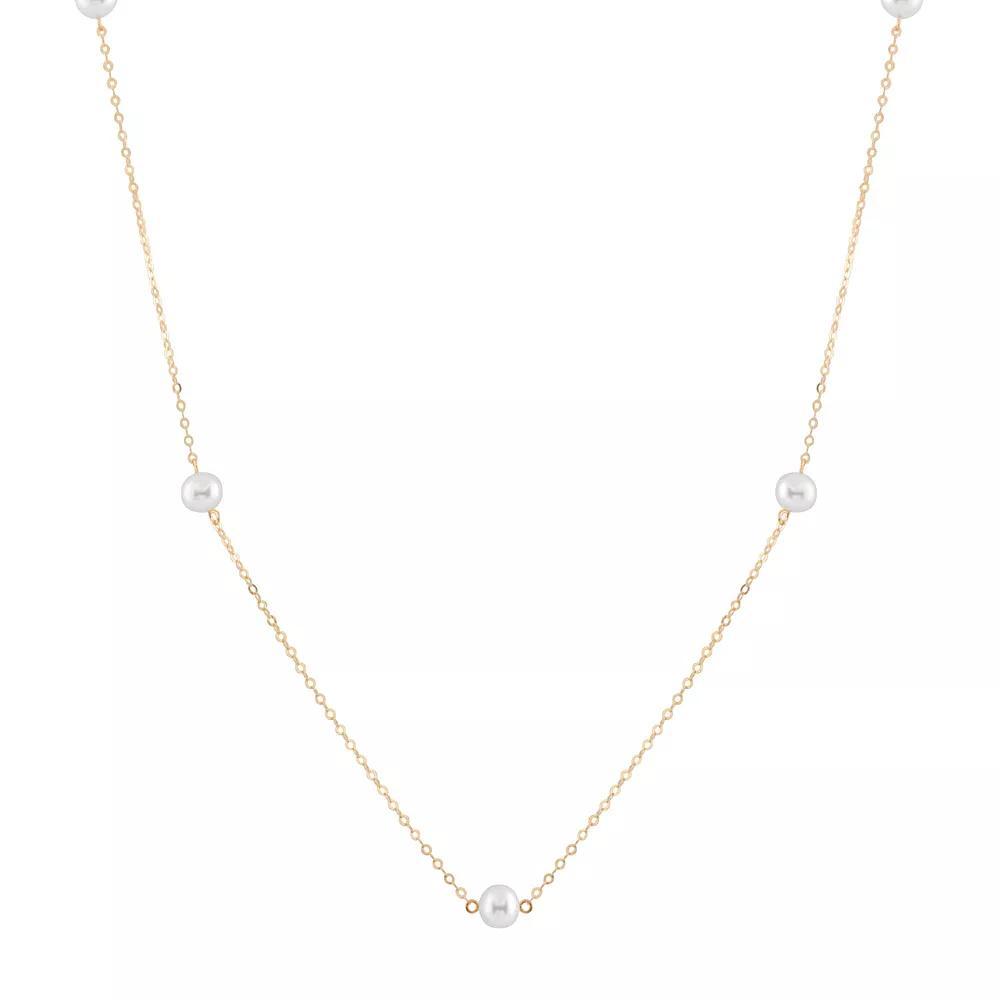 14k Gold Freshwater Cultured Pearl Station Necklace, Women's, Size: 18", White Product Image