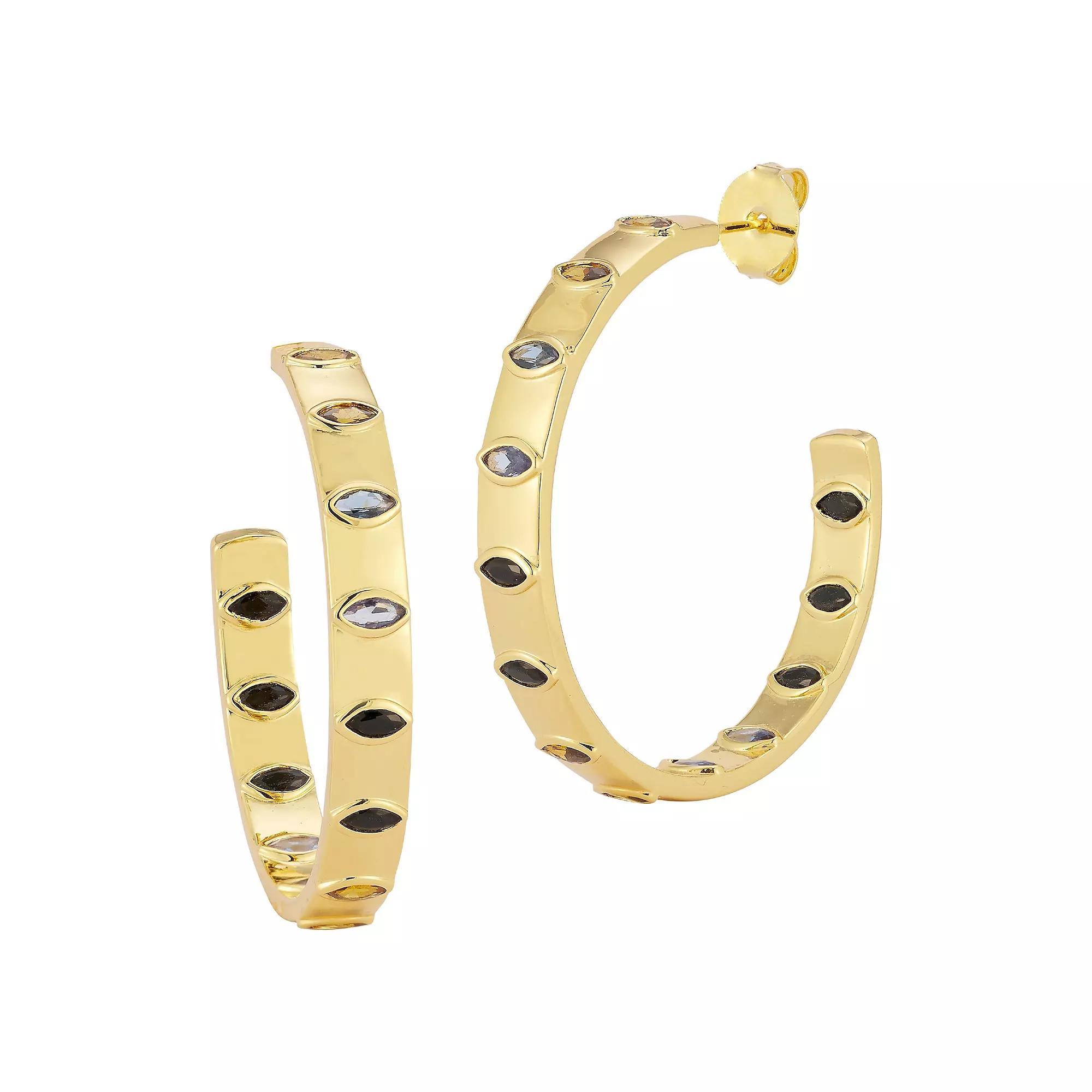 WINX 18k Gold Plated Cubic Zirconia Ombre Hoop Earrings, Women's, Gold Tone Product Image