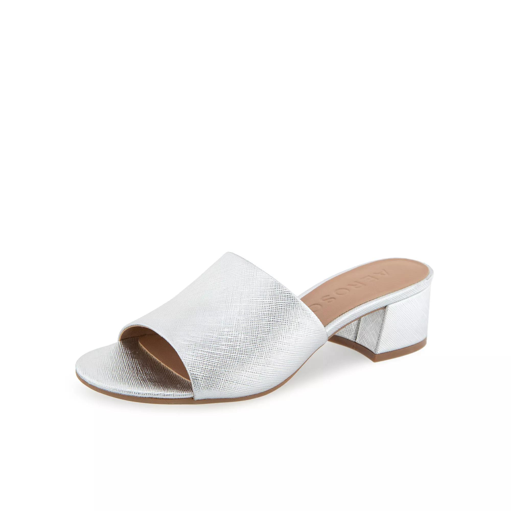Aerosoles COMO Women's Block Heel Slide Sandals, Size: 8, Silver Grey Text Product Image