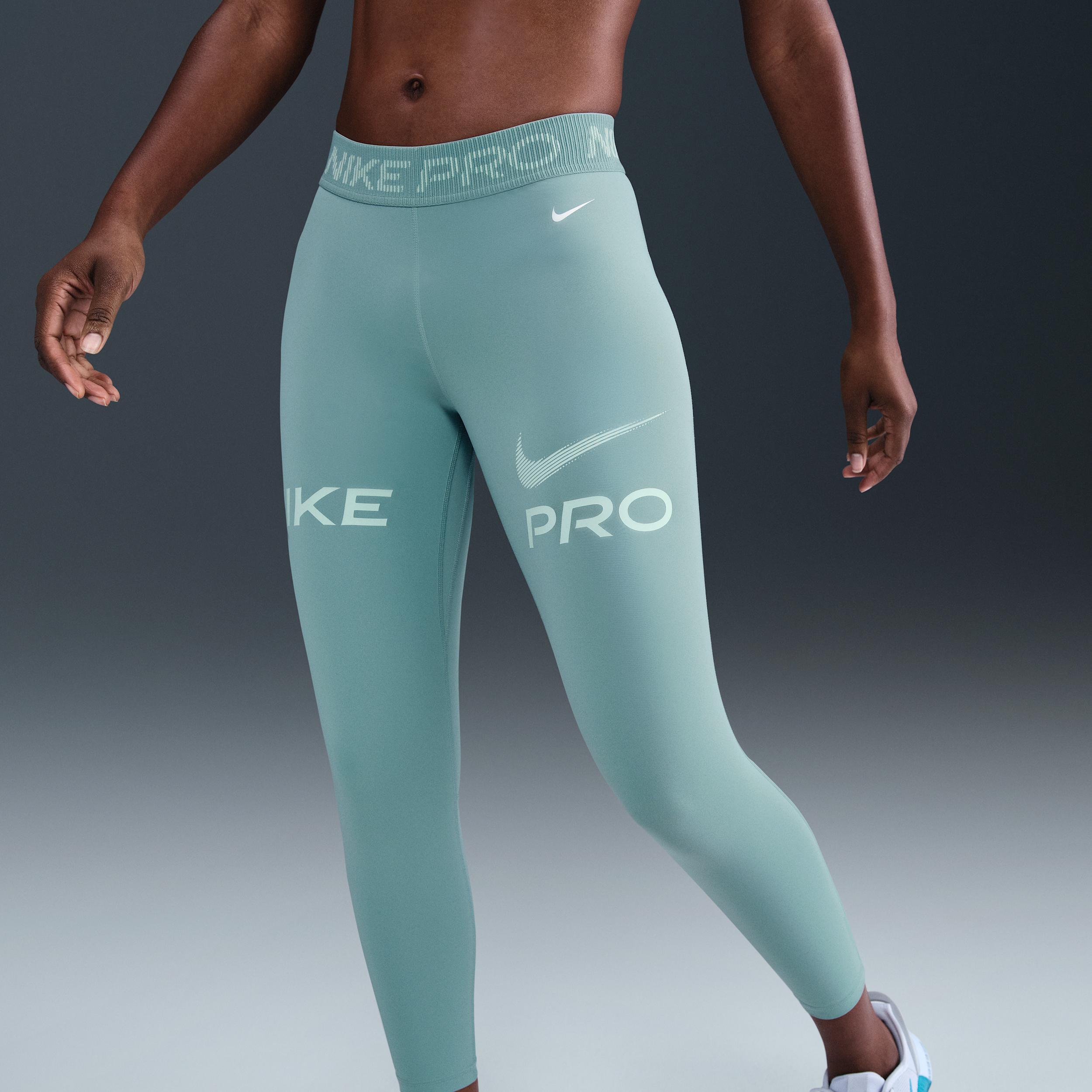 Women's Nike Pro Mid-Rise 7/8 Mesh-Panel Graphic Leggings Product Image