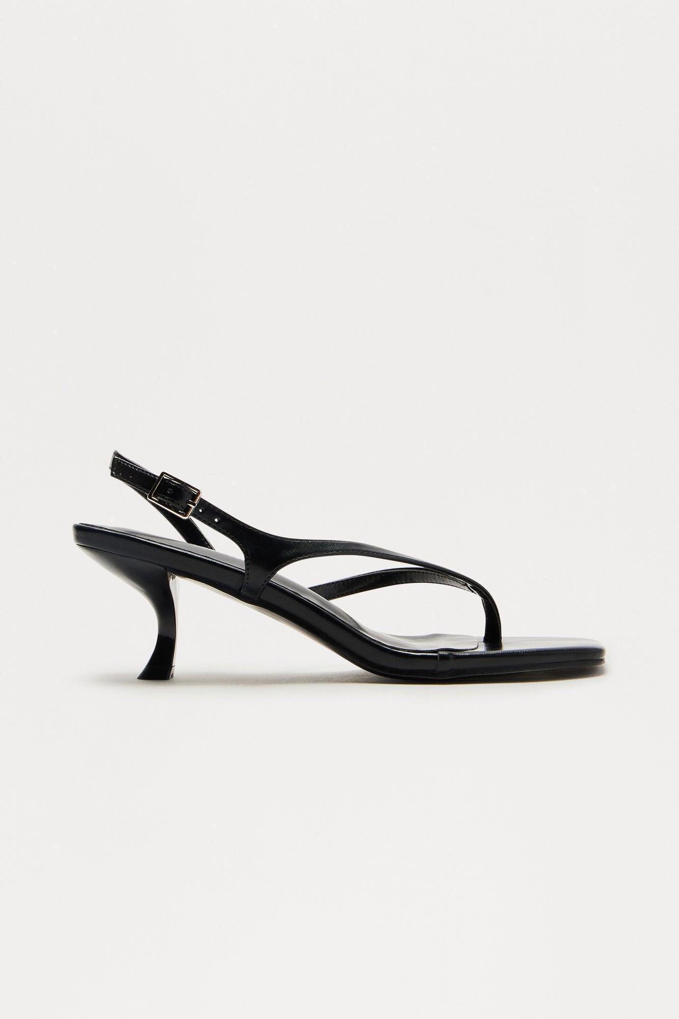 Mania Slingback Thong Mules - Black Product Image