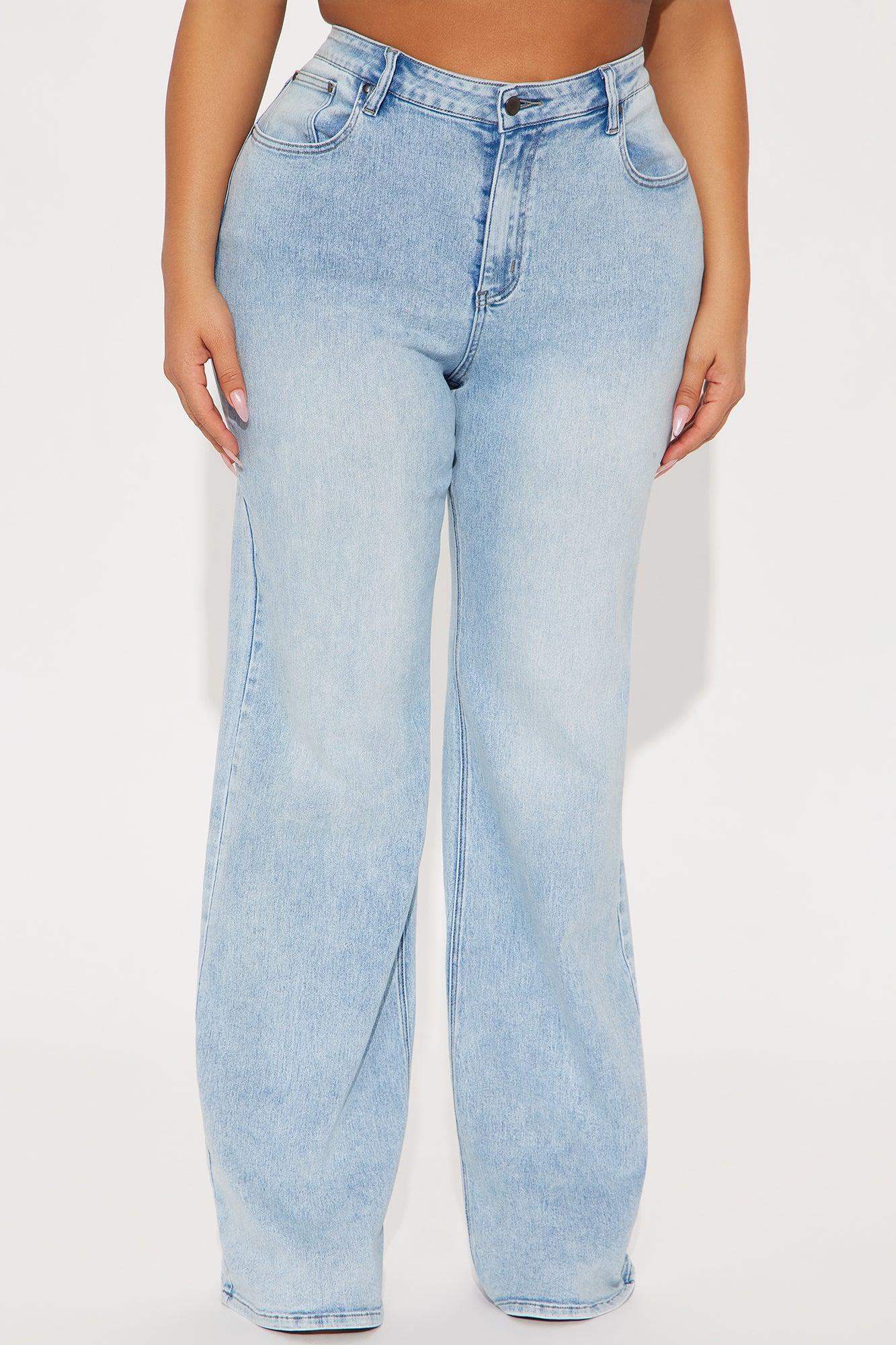 Tall Make My Day Stretch Wide Leg Jeans - Light Wash Product Image