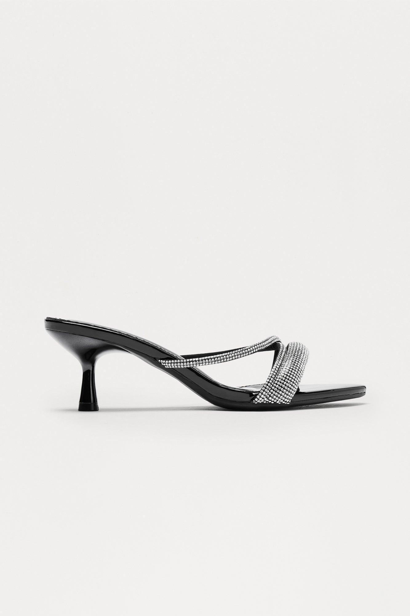 Yori Rhinestone Mules - Black Product Image