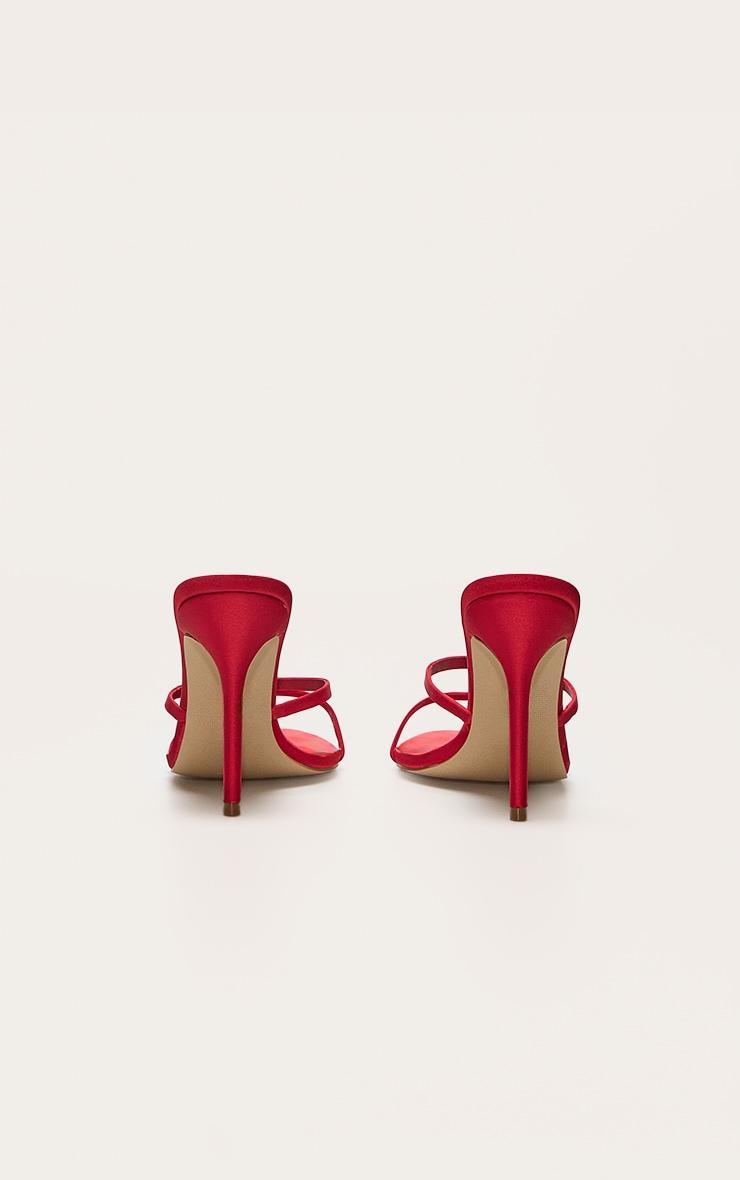 Red Pu Point Toe Sling Back High Stiletto Heeled Sandals Product Image