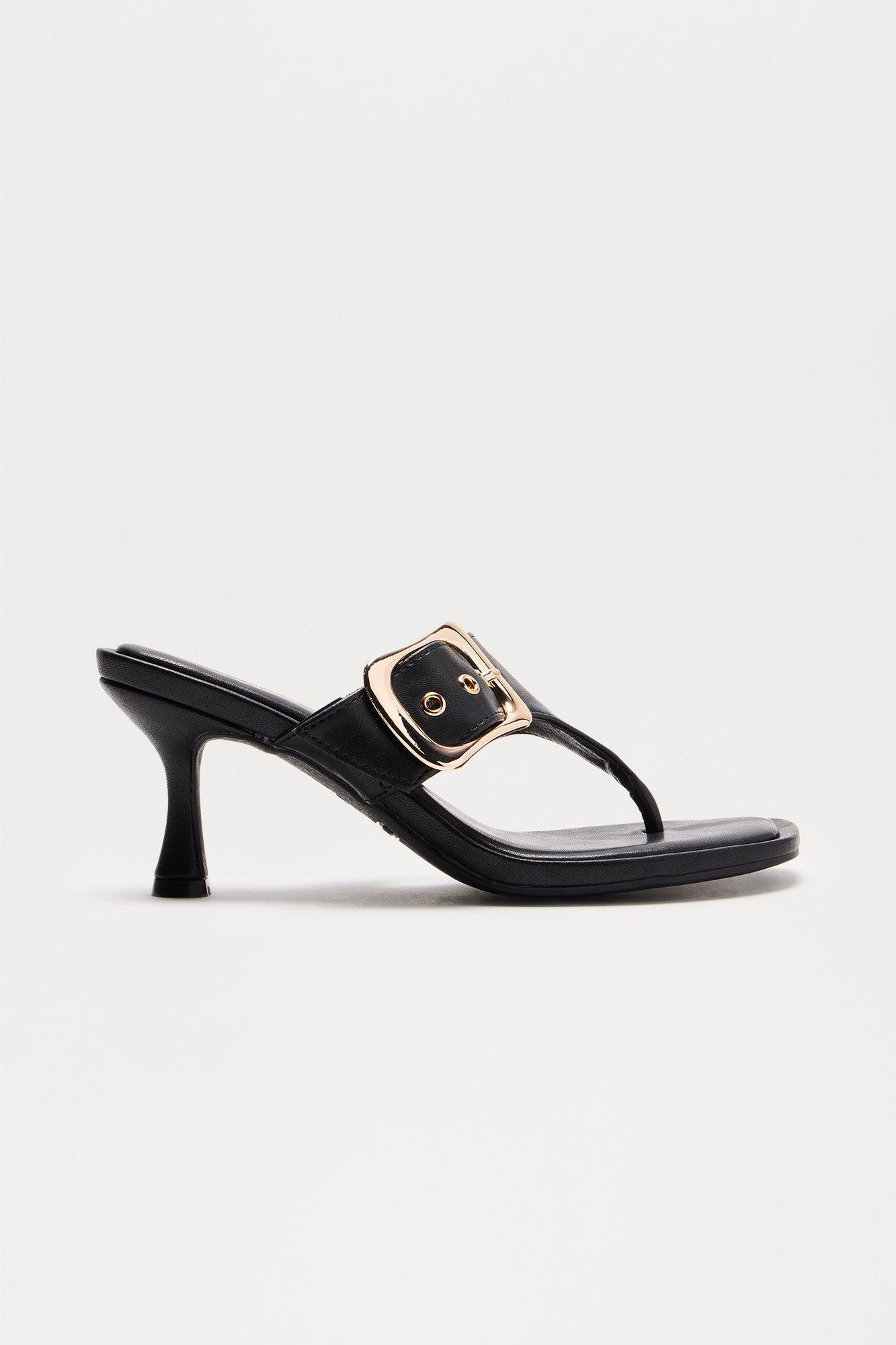 Canelo Buckle Thong Mules - Black Product Image