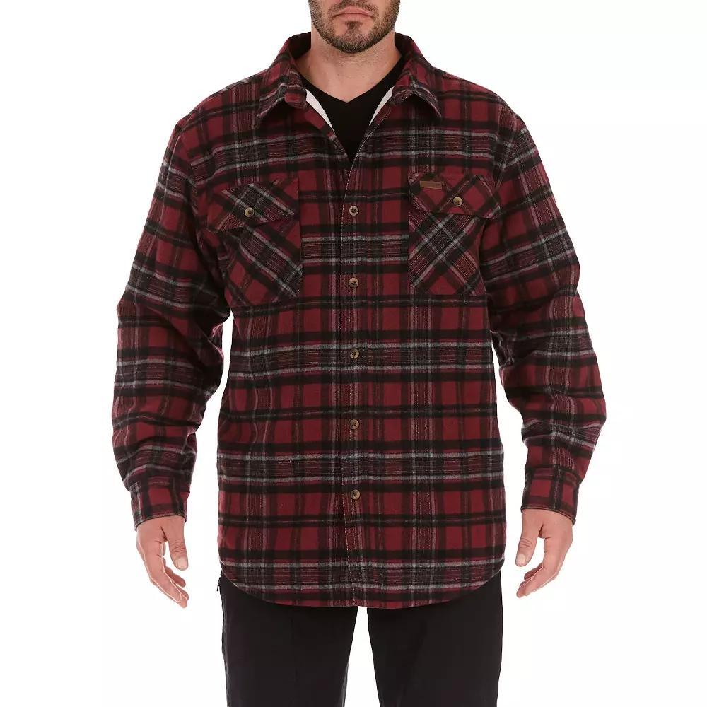 Mens Smiths Workwear Plaid Sherpa-Lined Cotton Flannel Shirt Jacket Red Product Image