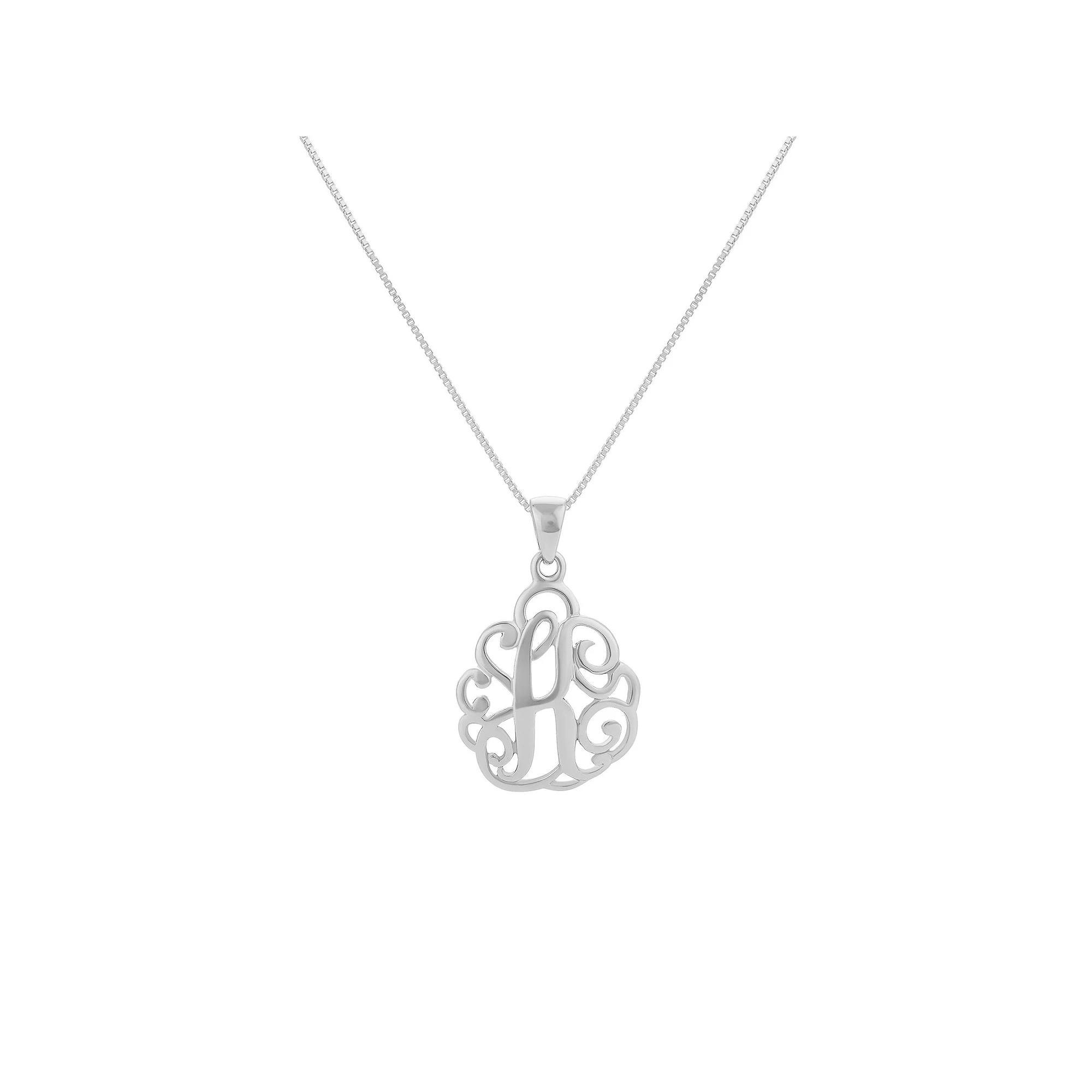 PRIMROSE Sterling Silver Monogram Initial Pendant Necklace, Women's, Size: 18", Silver Tone L Product Image
