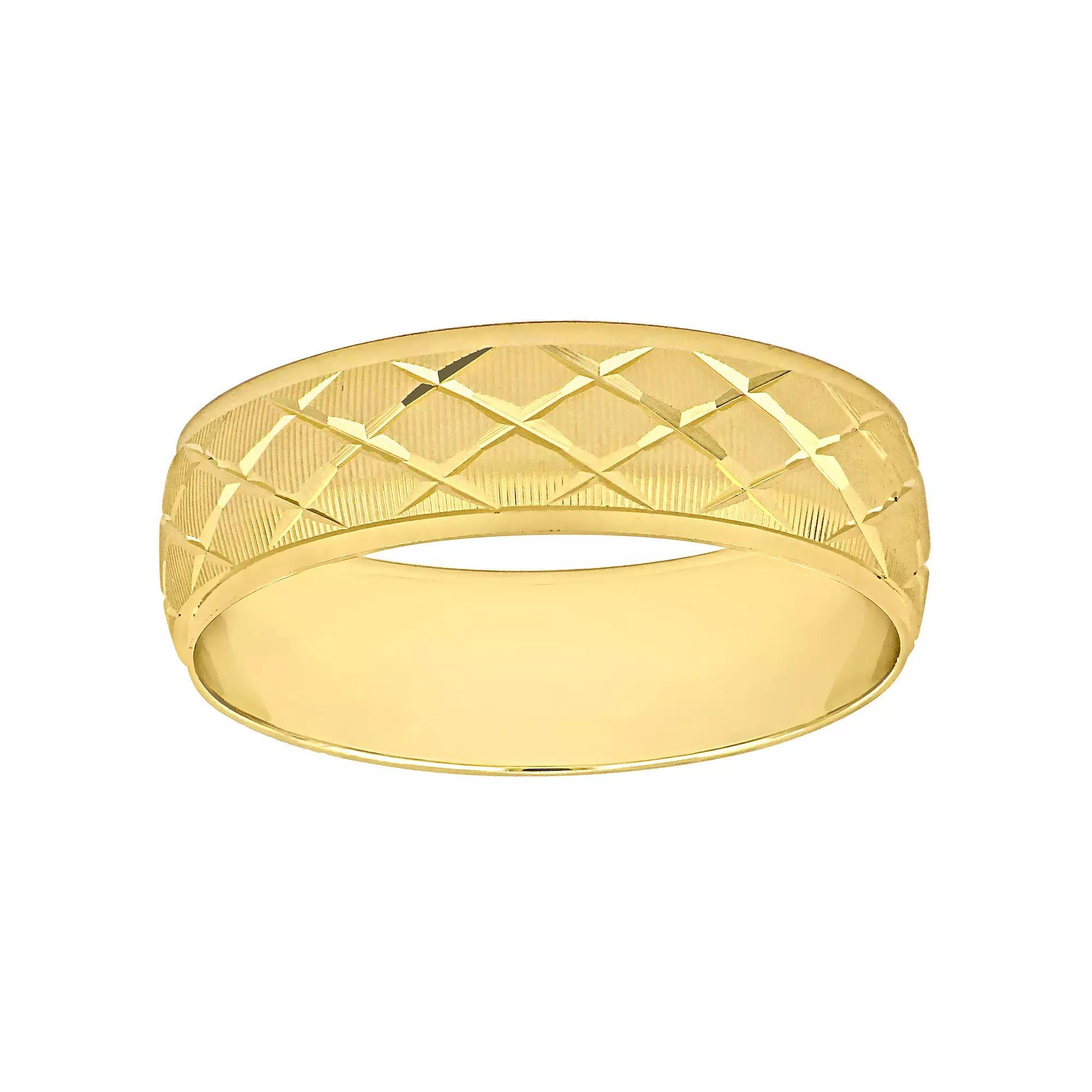 Stella Grace 14k Gold Mens 6 mm Lattice Wedding Band, Womens Product Image