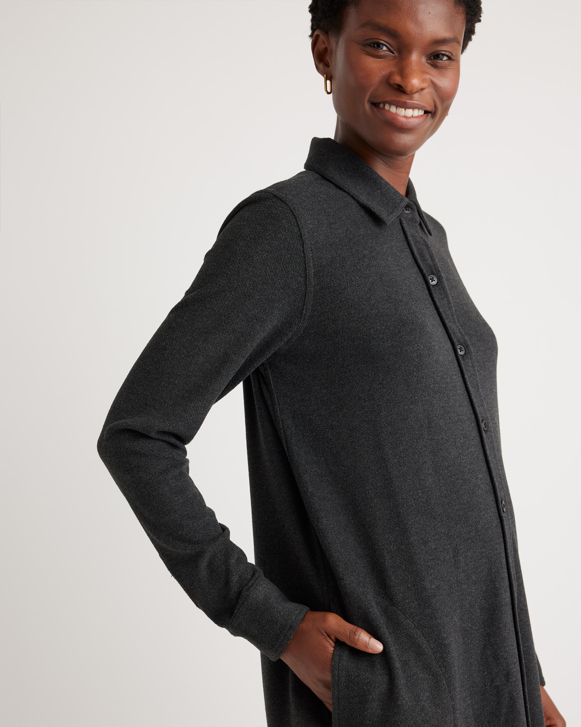 Quince | Women's Stretch Sweater Fleece Shirt Dress Recycled Polyester Product Image