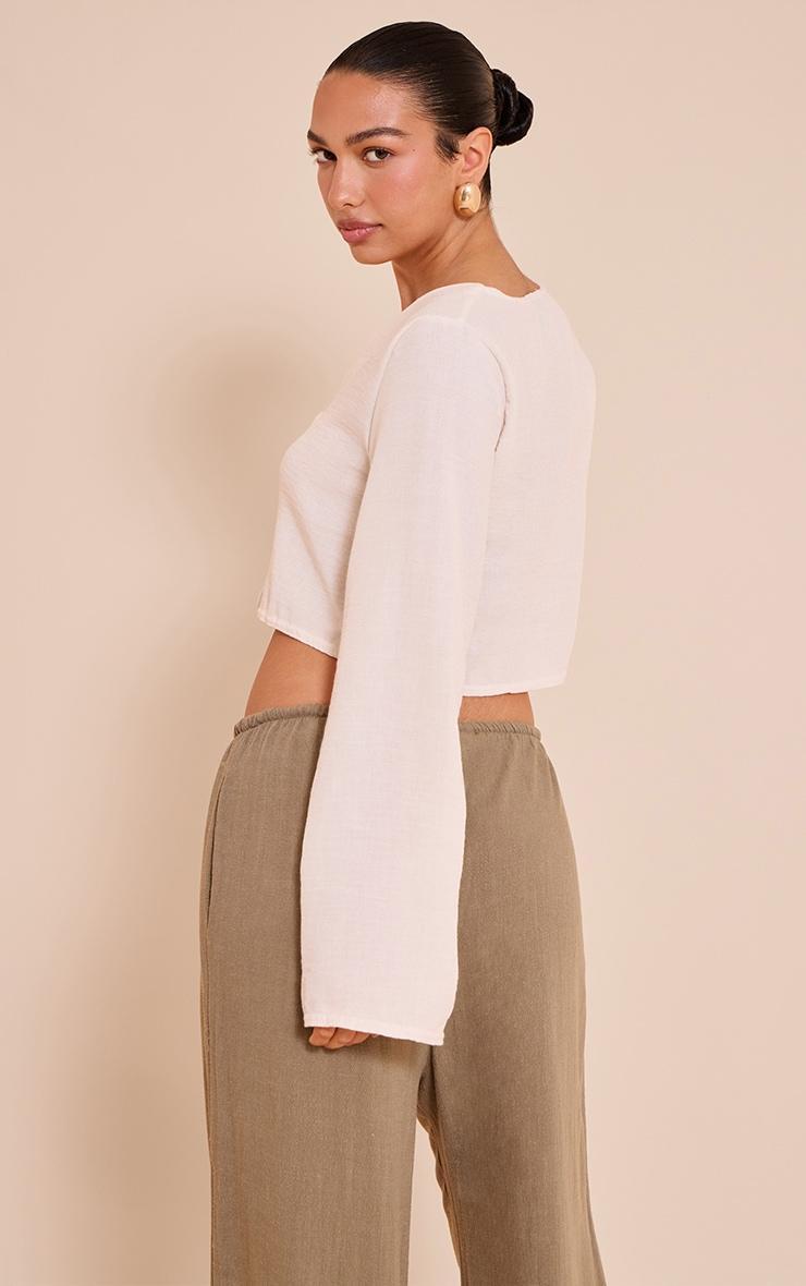 Sand Textured Tie Front Detail Blouse Product Image