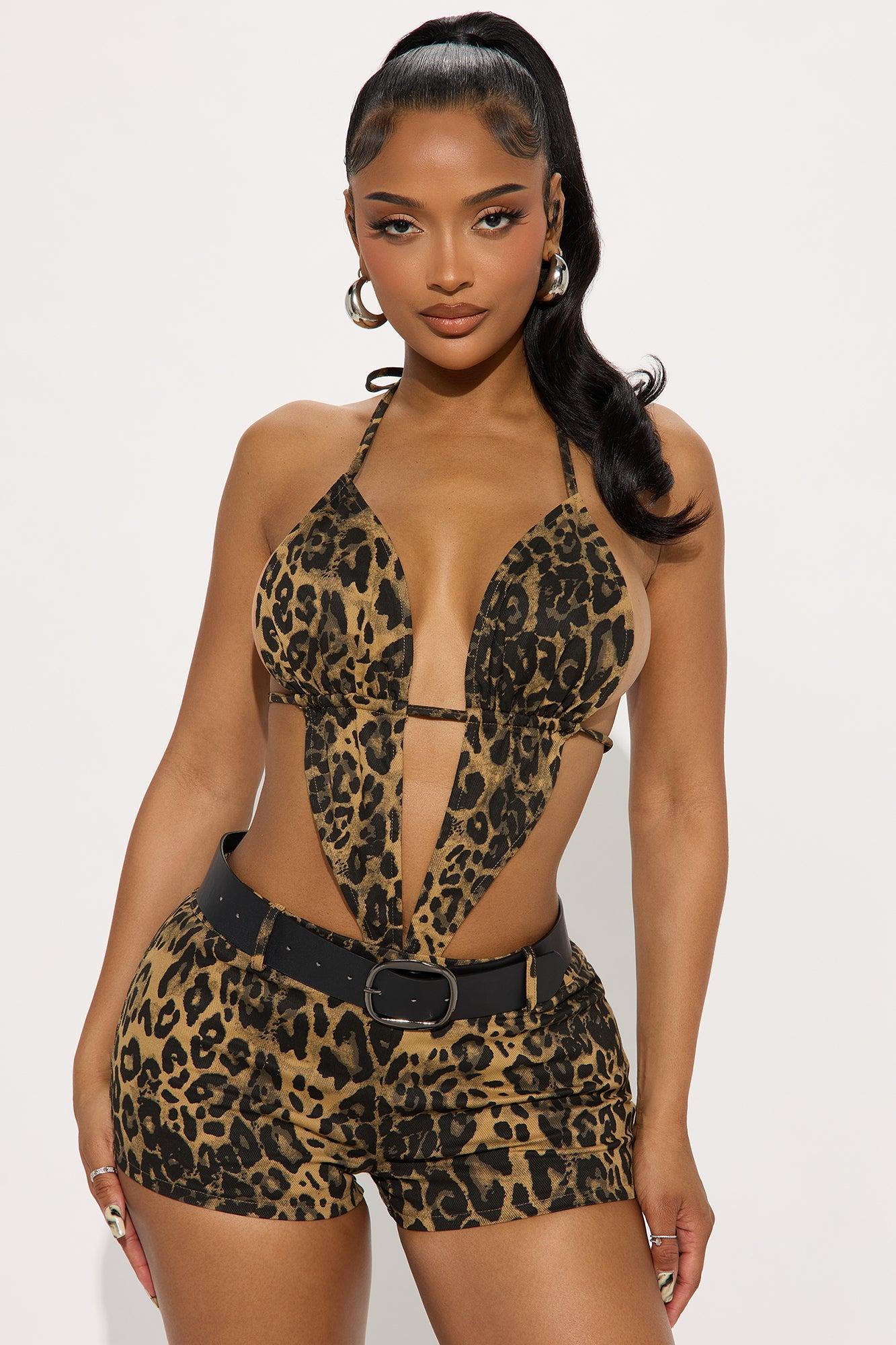 Jaida Belted Romper - Brown Product Image