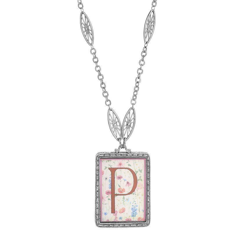 1928 Floral Motif Initial Pendant, Women's, G Product Image