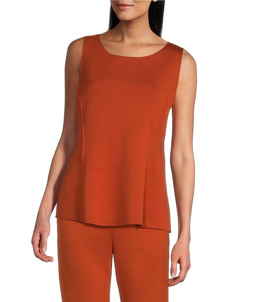 IC Collection Knit Crepe Boat Neck Sleeveless Tank Product Image