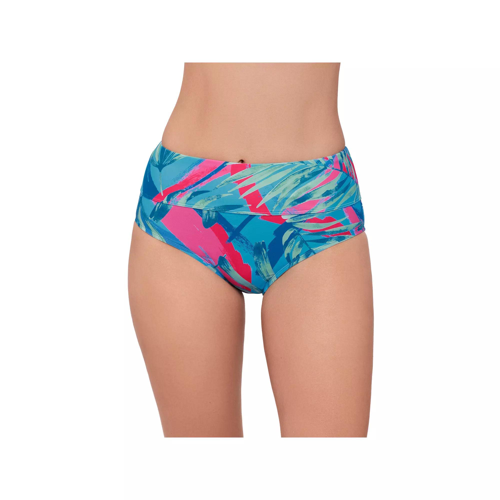 Women's Eco Beach High Waisted Swim Briefs, Size: Large, Tropicali Product Image