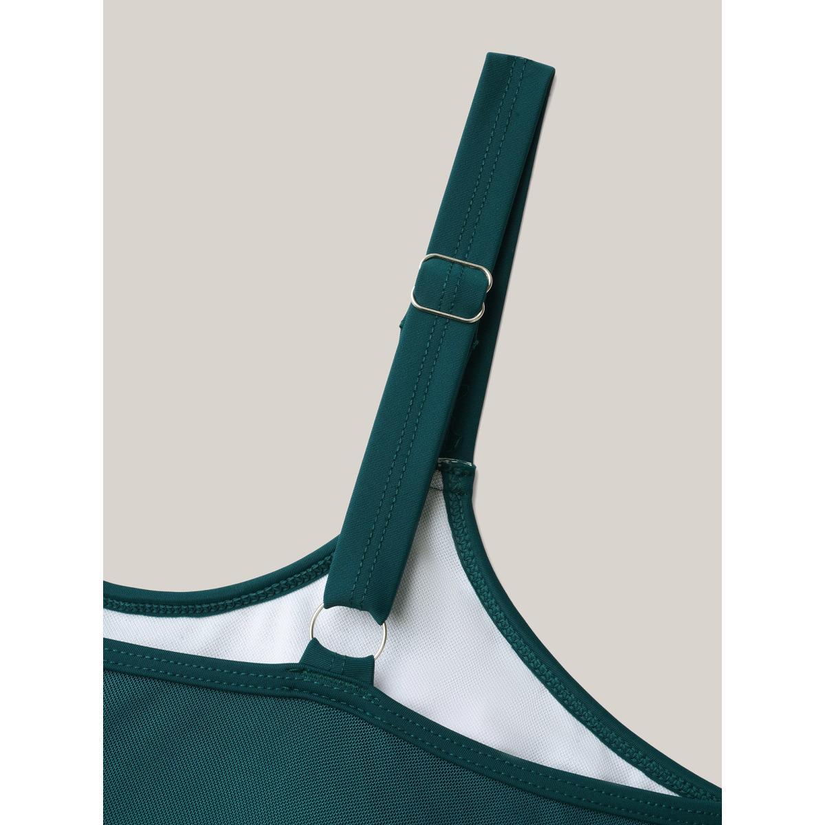 Plus Size Layered Adjustable Straps Flared Swim Top Women's Swimwear Teal Beach Tiered High stretch Bodycon U-neck Curve Swim Tops BloomChic 26/4X Product Image