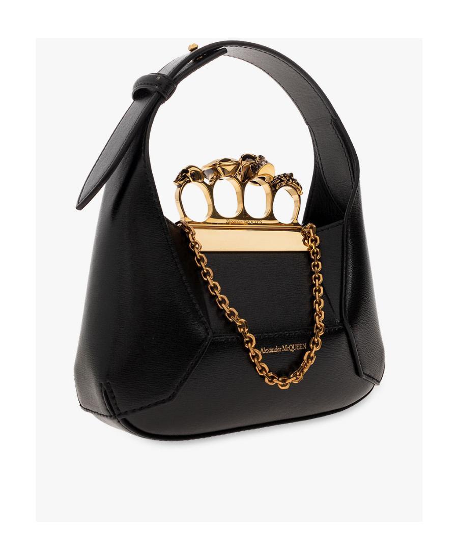 ALEXANDER MCQUEEN The Jewelled Hobo Leather Bag In Black Product Image