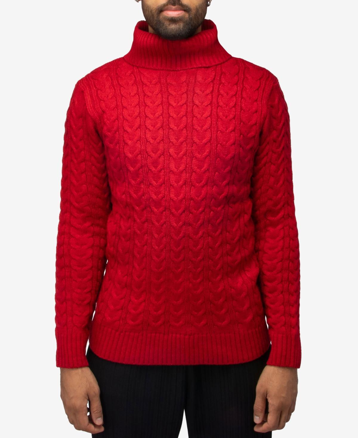 Mens Xray Cable Knit Turtleneck Sweater Brown Product Image