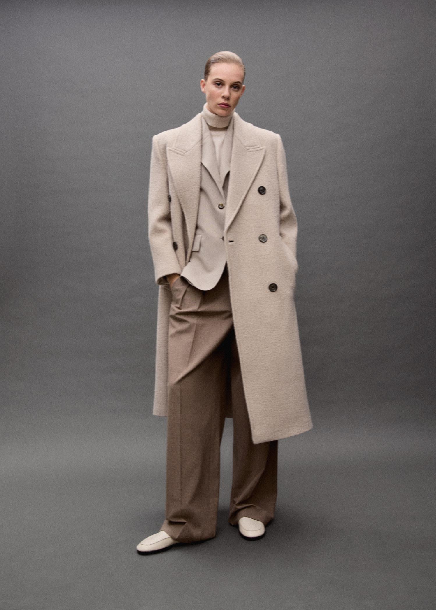 Structured virgin wool coat - Women | MANGO USA Product Image