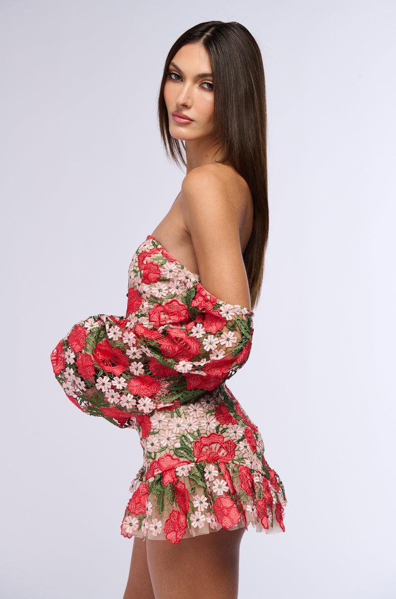 FLOWER POWER OFF THE SHOULDER MINI DRESS Product Image