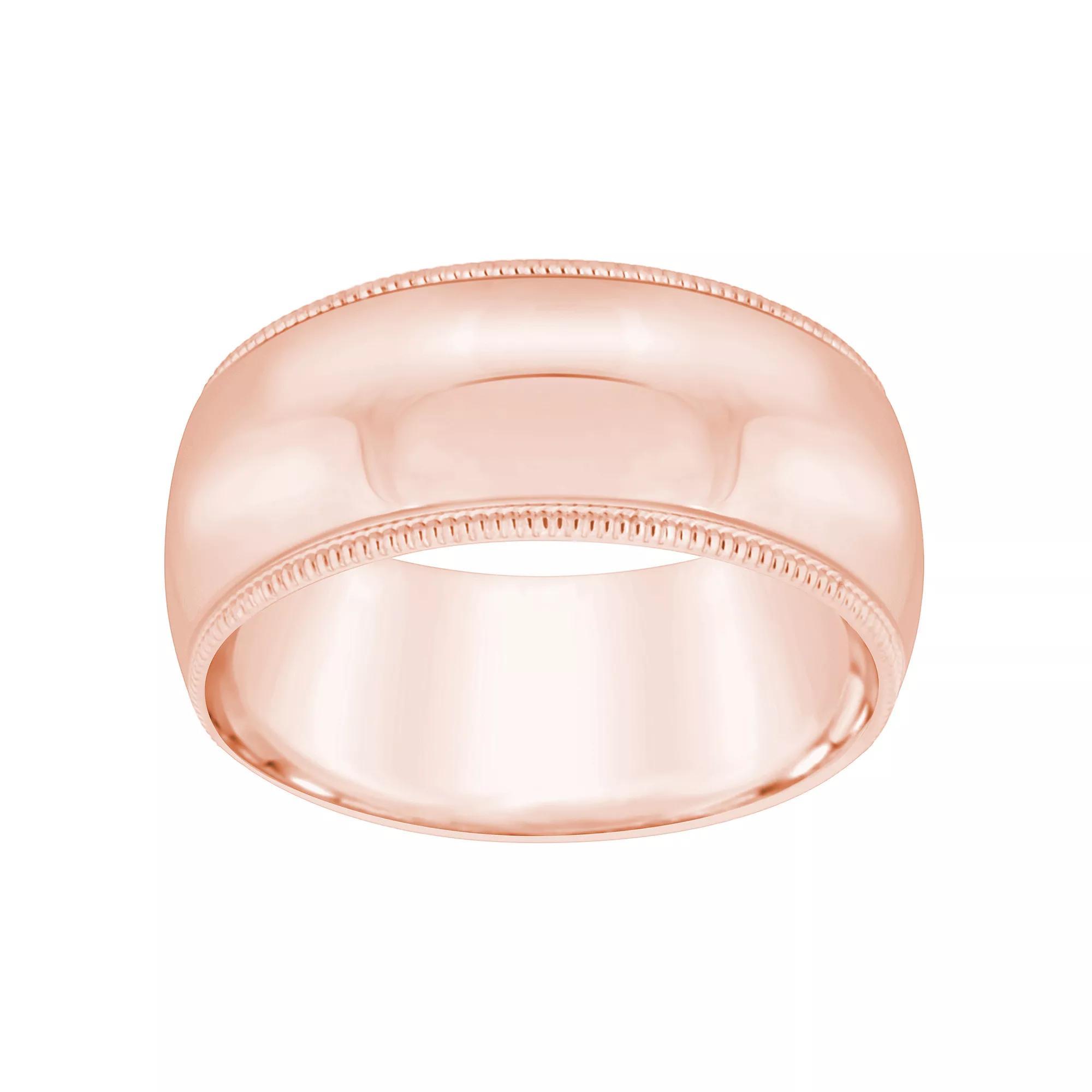 Alyson Layne Men's 14k Rose Gold Milgrain Wedding Band, Size: 8.50 Product Image