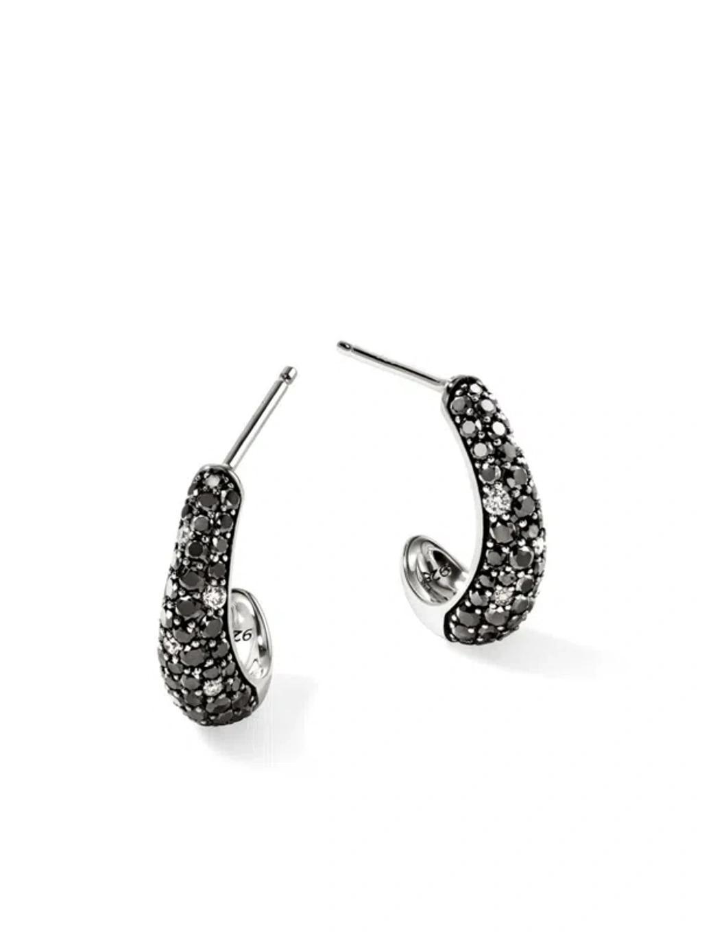 JOHN HARDY Surf J Diamond Hoop Earrings In Sterling Silver Product Image