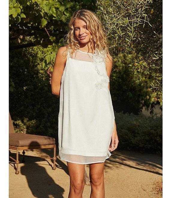 Lucy Paris Kenia Sheer Scoop Neck Sleeveless 3D Floral Shift Dress Product Image