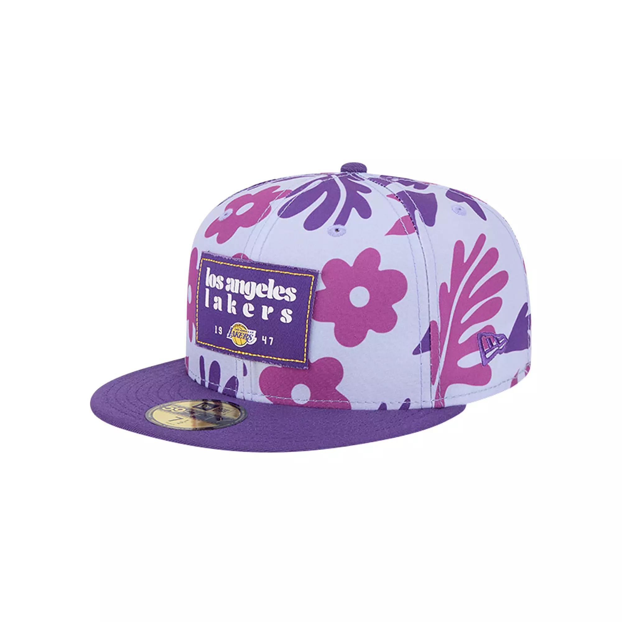 Men's New Era Purple Los Angeles Lakers Palm Fronds 2-Tone 59FIFTY Fitted Hat, Size: 7 1/8 Product Image