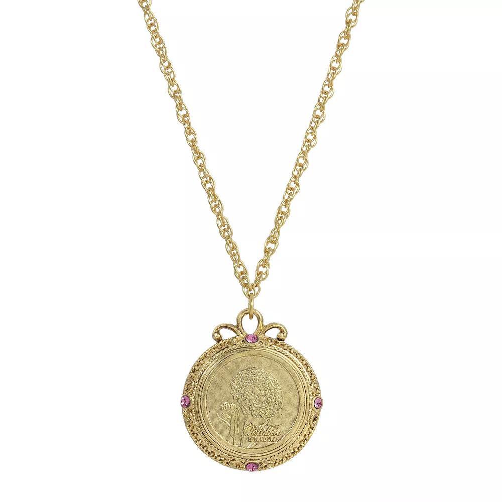 1928 Gold Tone Flower of the Month Pendant Necklace, Womens, September Product Image