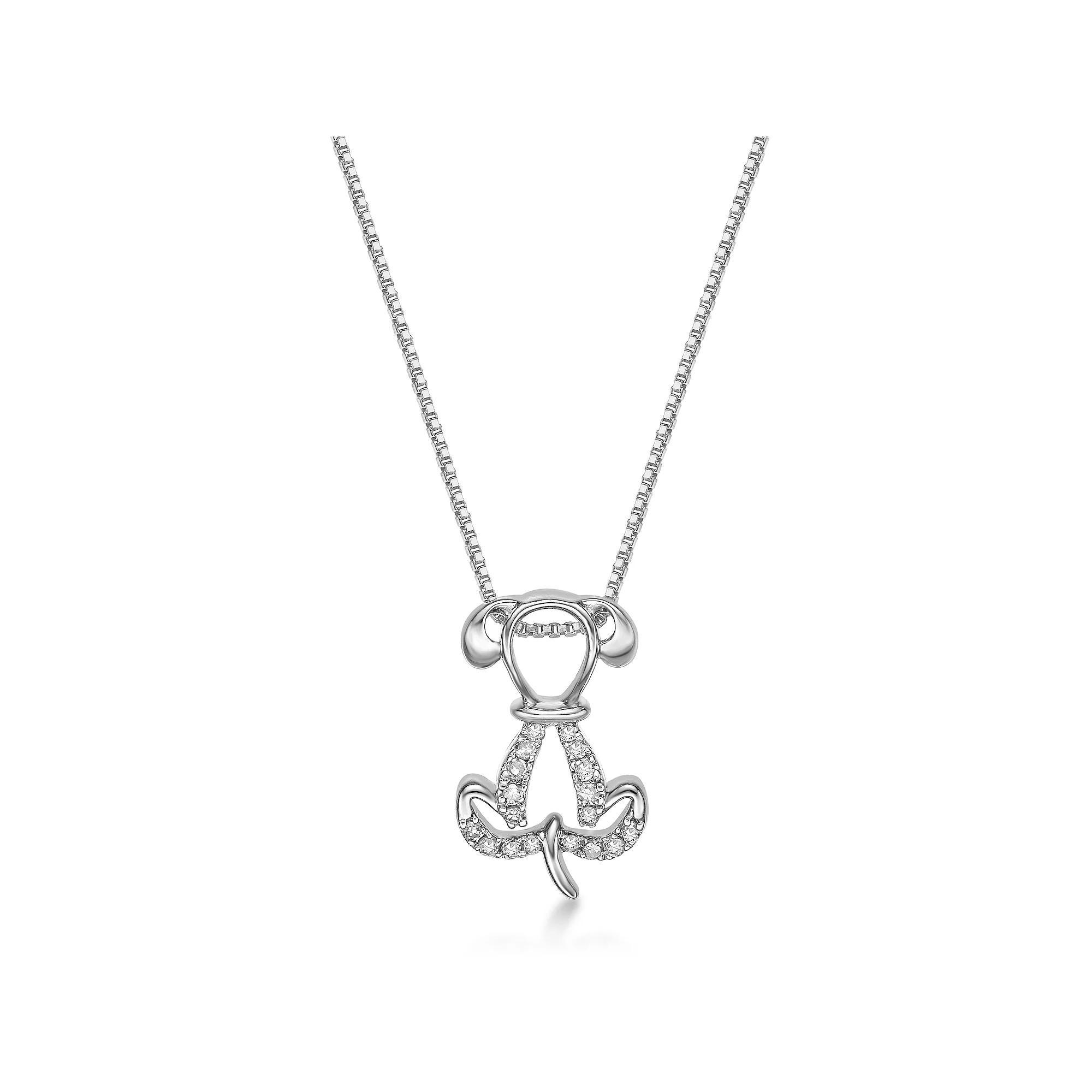 Gemminded Sterling Silver 1/10 Carat T.W. Diamond Dog Pendant Necklace, Women's, Size: 18" Product Image