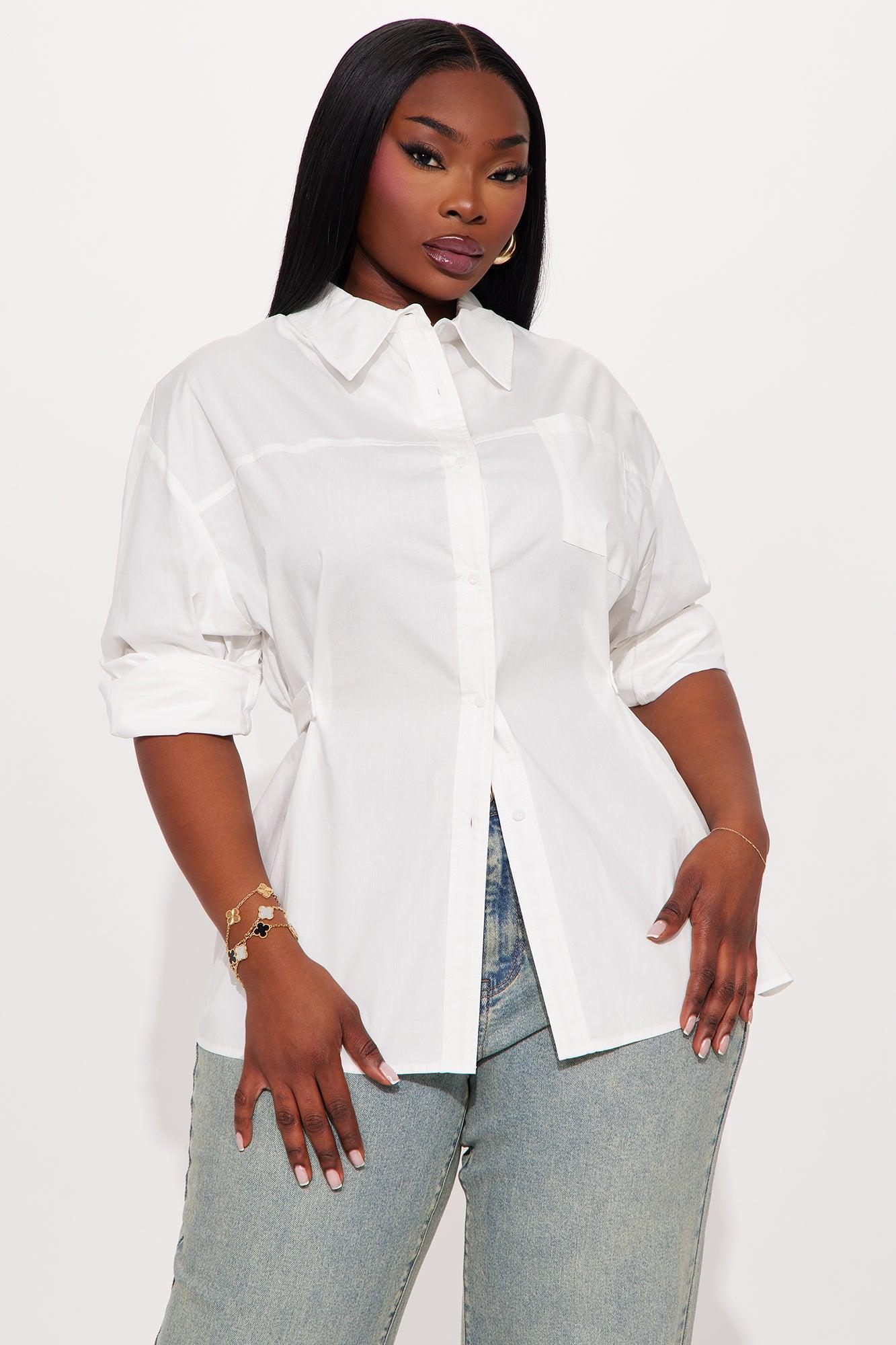 Sofia Poplin Shirt - White Product Image
