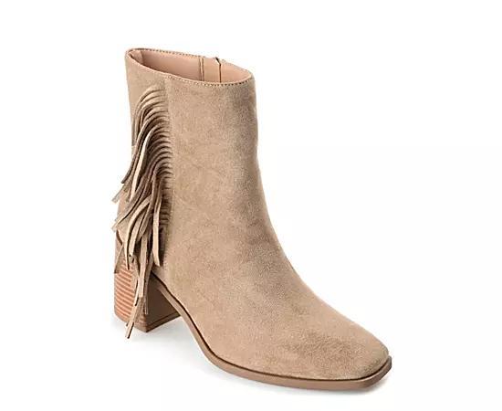 Journee Collection Womens Noriah Tru Comfort Foam Inside Zip Stacked Heel Booties Brown 6.5 Product Image