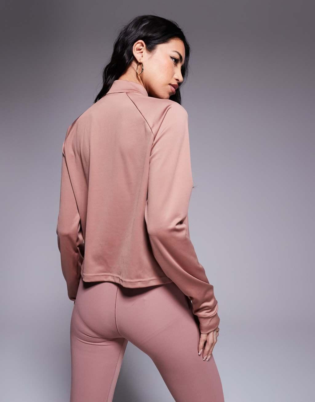 adidas Performance quarter zip top in beige Product Image