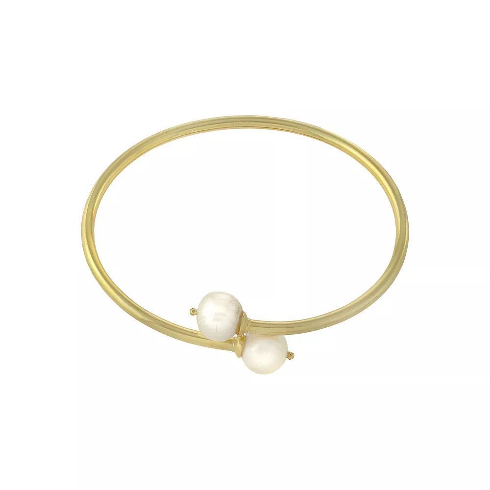 Main and Sterling Freshwater Cultured Pearl Bypass Bangle Bracelet, Women's, Size: 7", Silver Tone Product Image