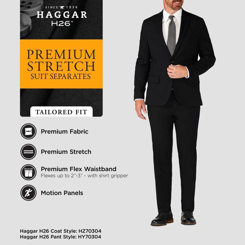 Haggar H26 Men's Big & Tall Tailored Fit Stretch Suit Jacket - Black 46R: Polyester Rayon Blend, Heavyweight Fabric Product Image