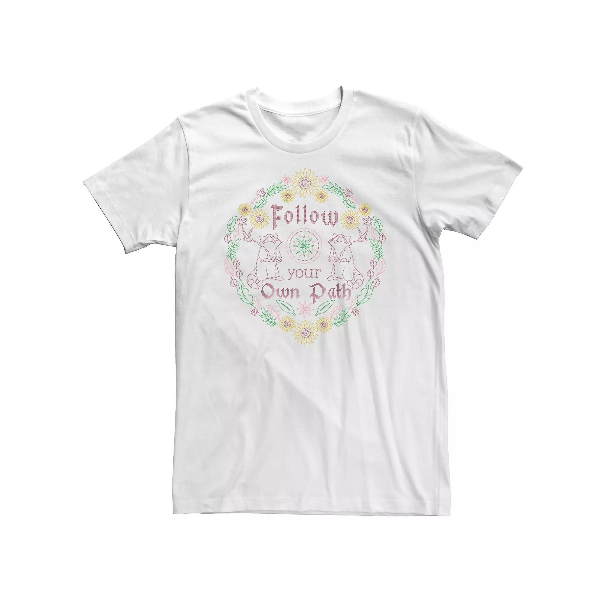 Big & Tall Disney Pocahontas Meeko Follow Your Own Path Cross Stitch Tee, Men's, Size: 3XL, White Product Image